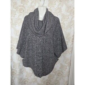 NEW DIRECTIONS WEEKEND Short Sleeve Cowl Neck Poncho Sweater SMALL Cable Knit